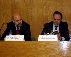 Luis Cayo Pérez Bueno, presidente del CERMI y el presidente de la Comunidad Autónoma de La Rioja, Pedro Sanz