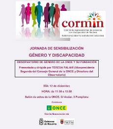 Cartel de la Jornada de sensibilización sobre género y discapacidad del CORMIN