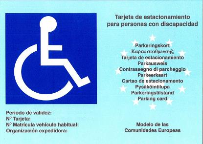 Tarjeta de estacionamiento para personas con discapacidad