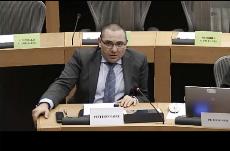Óscar Moral, asesor jurídico del CERMI durante su comparecencia en el Parlamento Europeo