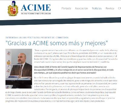Imagen del boletín informativo de ACIME con la entrevista al presidente del CERMI