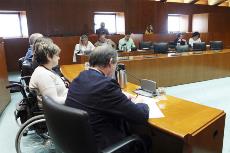 Los representantes del CERMI-Aragón durante su intervención en la Comisión de Comparecencias y Peticiones Ciudadanas