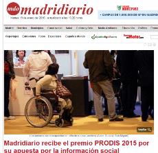 Madridiario recibe el premio PRODIS 2015 por su apuesta por la información social