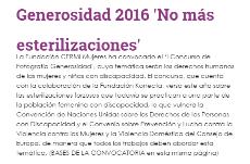 Detalle de una notica de la Fundación CERMI Mujeres sobre un concurso fotográfico para acabar con la esterilización forzosa de niñas con discapacidad