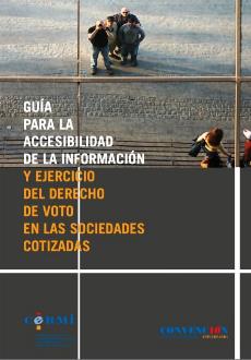 Portada de la Guía para la accesibilidad de la información y ejercicio del derecho de voto en las sociedades cotizadas