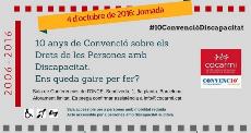 Cartel de la jornada del Cocarmi ‘Diez años de Convención sobre los Derechos de las Personas con Discapacidad. ¿Nos queda mucho por hacer?’