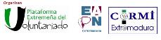 Logotipos del CERMI Extremadura, EAPN Extremadura, y la Plataforma Extremeña del Voluntariado