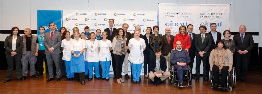 La ministra de Empleo y Seguridad Social, Fátima Báñez, visita el Hotel Ilunion Suites Madrid, en el Día Internacional de las Personas con Discapacidad. Visita promovida por el CERMI