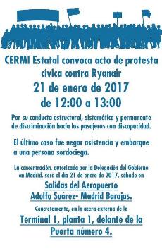 Convocatoria de protesta del CERMI contra Ryanair