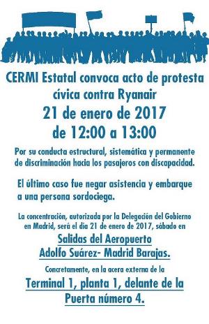 Convocatoria de protesta del CERMI contra Ryanair
