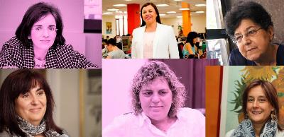 Mosaico con los retratos de seis mujeres entrevistadas en cermi.es semanal
