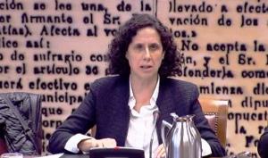 Ana Peláez en la presentación en el Senado de ‘Por mí’, una aplicación para luchar contra la violencia machista dirigida a mujeres con discapacidad