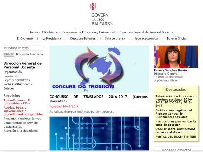 Detalle de la página web del Gobierno de Baleares