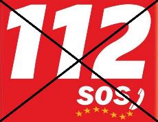 Logotipo del 112 tachado