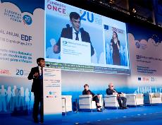 El vicepresidente del CERMI, Alberto Durán, durante su intervención en la Asamblea del EDF celebrada en Madrid