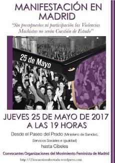 Cartel de la manifestación feminista del 25 de mayo contra la violencia de género