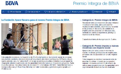 La Fundación Aspace Navarra gana el noveno Premio Integra de BBVA (imagen de la web del Premio Integra)