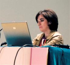 Pilar Villarino, directora ejecutiva del CERMI, durante la conferencia