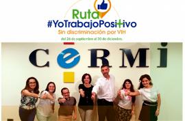 Cartel del CERMI con el lema ‘#YoTrabajoPositivo Sin discriminación por VIH’