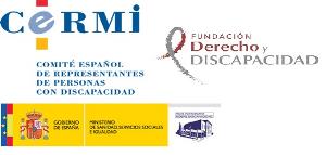 Logotipos del CERMI, la Fundación Derecho y Discapacidad y el Real Patronato sobre Discapacidad