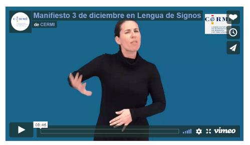 Imagen del vídeo con el manifiesto del Día de la Discapacidad en lengua de signos