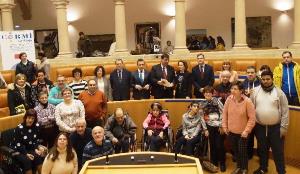 La alcaldesa de Logroño, Cuca Gamarra, asiste en el Parlamento de La Rioja al acto de lectura del manifiesto con motivo del Día Internacional de las Personas con Discapacidad