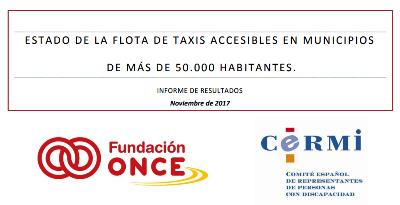 Portada del informe de situación sobre el taxi accesible a 4 de diciembre de 2017