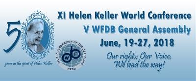 Cartel de la XI Conferencia Mundial Helen Keller y V Asamblea general de la Federación Mundial de Sordociegos