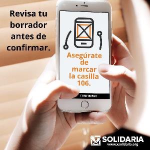 Imagen de la nueva aplicación de móvil para la declaración de la renta, donde invita a marcar la X solidaria