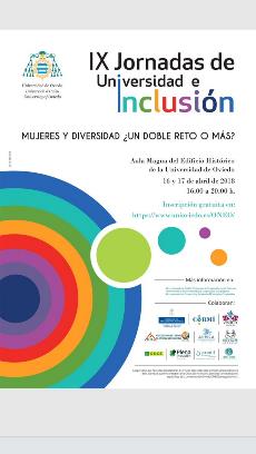 Portada del programa de las ‘IX Jornadas Universidad e Inclusión: Mujeres y Diversidad ¿Un reto o más?’ en la Universidad de Oviedo