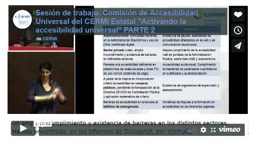  Sesión de trabajo. Comisión de Accesibilidad Universal del CERMI Estatal "Activando la accesibilidad universal" PARTE 2