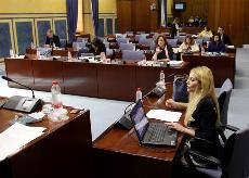 Un instante durante la comisión de Justicia e Interior del Parlamento andaluz que tramita el proyecto de reforma de la Ley de Medidas de Prevención y Protección Integral contra la Violencia de Género