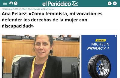 Ana Peláez, miembro del Comité de la CEDAW, entrevistada en el periódico de Extremadura