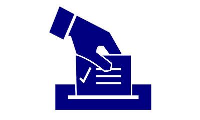 Icono en el que una mano deposita un voto dentro de una urna