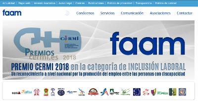 Imagen de la web de FAAM, donde se anuncia el Premio cermi.es