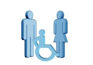 Símbolo de mujer, hombre y persona con discapacidad
