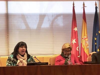 La coordinadora de la Comisión de Mujer de CERMI Comunidad de Madrid y vicepresidenta de la misma entidad, Mayte Gallego, en la Comisión de Mujer del Parlamento regional