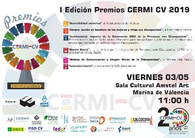 Cartel con los premios CERMI CV y la fecha de su entrega