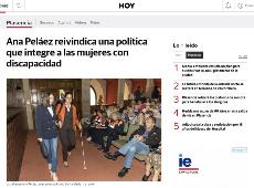 Ana Peláez, consejera de Relaciones Internacionales de la ONCE y comisionada de género del CERMI, en una imagen del periódico Hoy 
