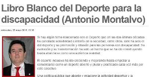 Imagen del artículo de Antonio Montalvo sobre el Libro Blanco del Deporte para la discapacidad publicado en el diario Marca 