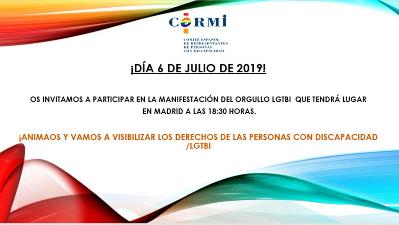 Invitación del CERMI a participar en la manifestación del orgullo LGTB