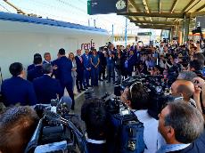 Imagen de Renfe con la llegada de la comitiva a la estación del AVE en Madrid