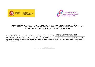 Imagen de la adhesión del CERMI CV al Pacto Social por la Igualdad de Oportunidades y la No Discriminación Asociada al VIH