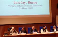 el presidente del CERMI, Luis Cayo Pérez Bueno, durante su participación en la mesa “El Estado del Bienestar en el marco del Pilar Europeo de Derechos Sociales y de la Agenda 2030”