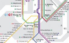 Extracto del plano de Cercanías de Madrid.