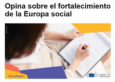 Imagen de la web sobre la consulta de la UE sobre fortalecimiento de la Europa social