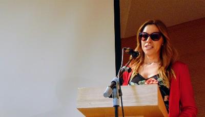 Mercedes López durante su discurso tras recibir el ‘Premio cermi.es 2019’ en la categoría Fundación CERMI Mujeres-Acción en Beneficio de las Mujeres con Discapacidad