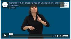 Imagen que da paso a la grabación del Manifiesto 8 de marzo 2020 en Lengua de Signos Española