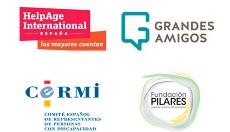 logotipos de HelpAge International España, la Fundación Pilares para la Autonomía Personal, el CERMI y la Fundación Grandes Amigos