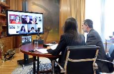 Imagen de Casa Real durante la videoconferencias entre los Reyes y representantes del CERMI, encabezados por su presidente